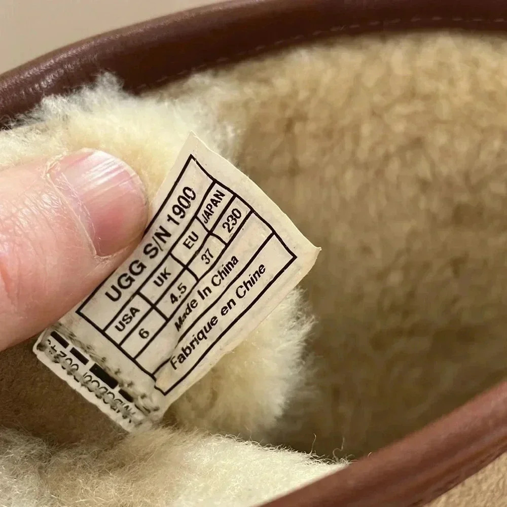 UGG brown leather cream sheepskin high  lace boots - Picture 6 of 8